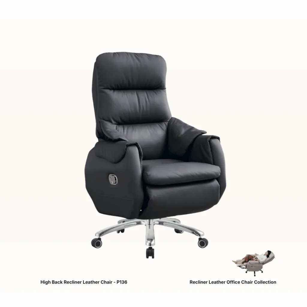 High Back Leather Chair w/ Recline Function
