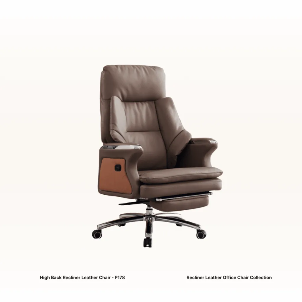 High Back Leather Chair w/ Recline Function